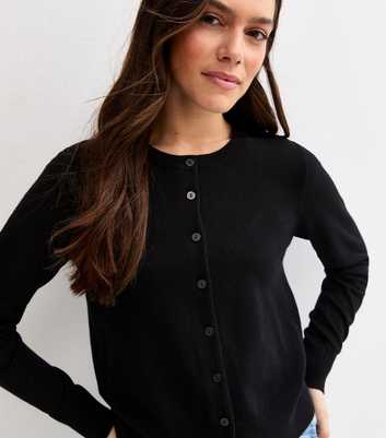 Petite Black Lightweight Jersey Crew Cardigan