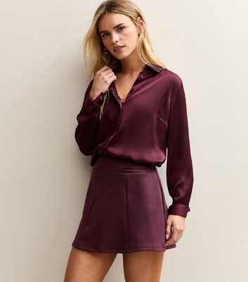 Petite Burgundy A-line Mini Skirt