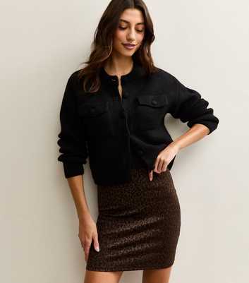 Tall Brown Animal Print Jacquard Tube Skirt