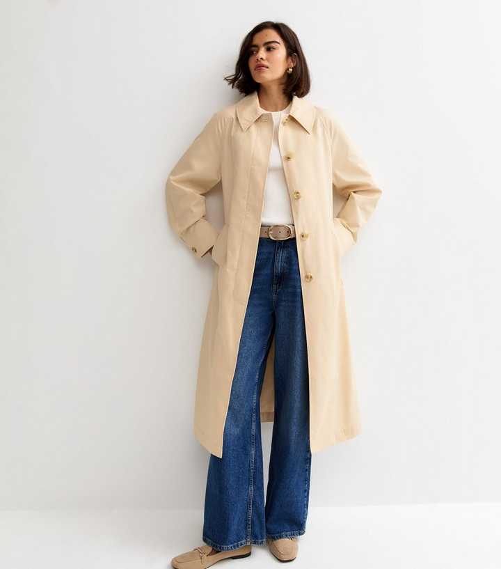 Light Yellow Cotton Belted Mac Coat