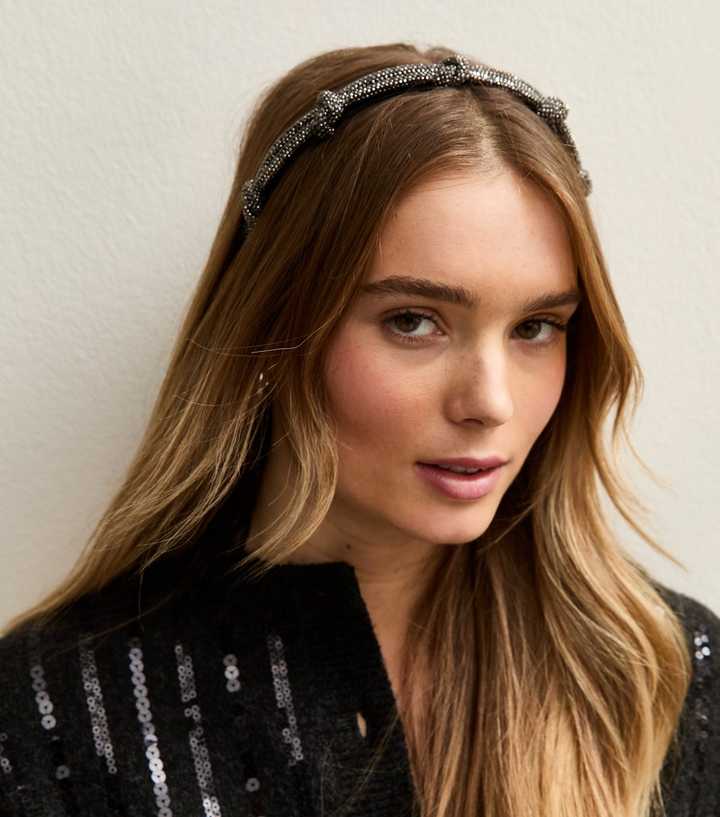 Black Diamante Knot Headband
