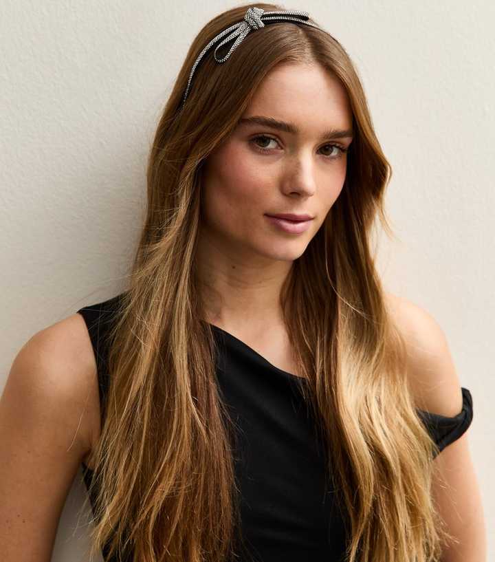 Black Diamante Bow Headband