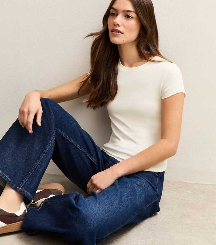 Petite Cream Cotton Rich Ribbed Baby Tee