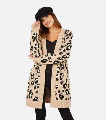 Yumi Brown Leopard Print Long Cardigan