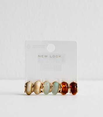 Pack of 3 Gold Tone Chunky Resin Hoop Earrings