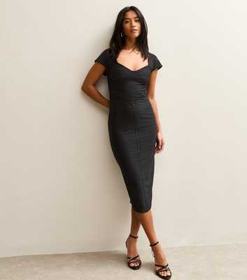 Petite Black Bandage Midi Dress