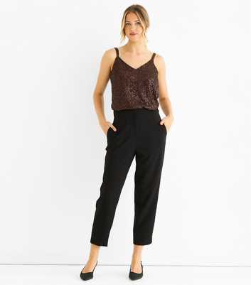 Gini London Black Ankle Grazer Cigarette Trousers. 