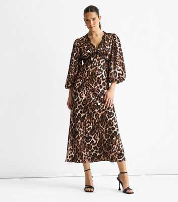 Gini London Brown Leopard Print Dress 
