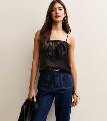 Black Lace Frill Cami Top