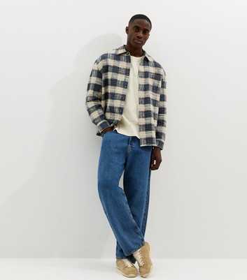 Blue Oversized Flannel Check Shirt
