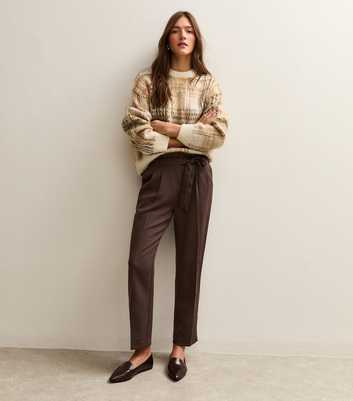 Brown Pleated Paperbag Trousers
