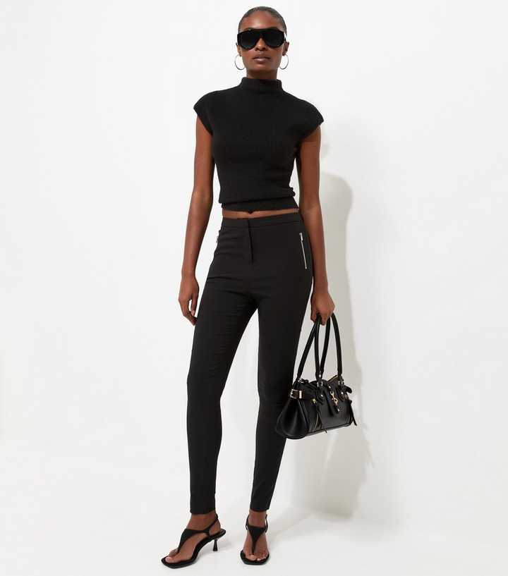 Black Skinny Zip Pocket Trousers