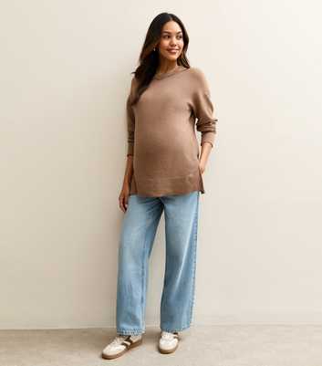 Maternity Light Blue Wide Leg Drawstring Waist Jeans