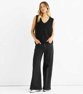 Gini London Black Sparkle Knit Vest 