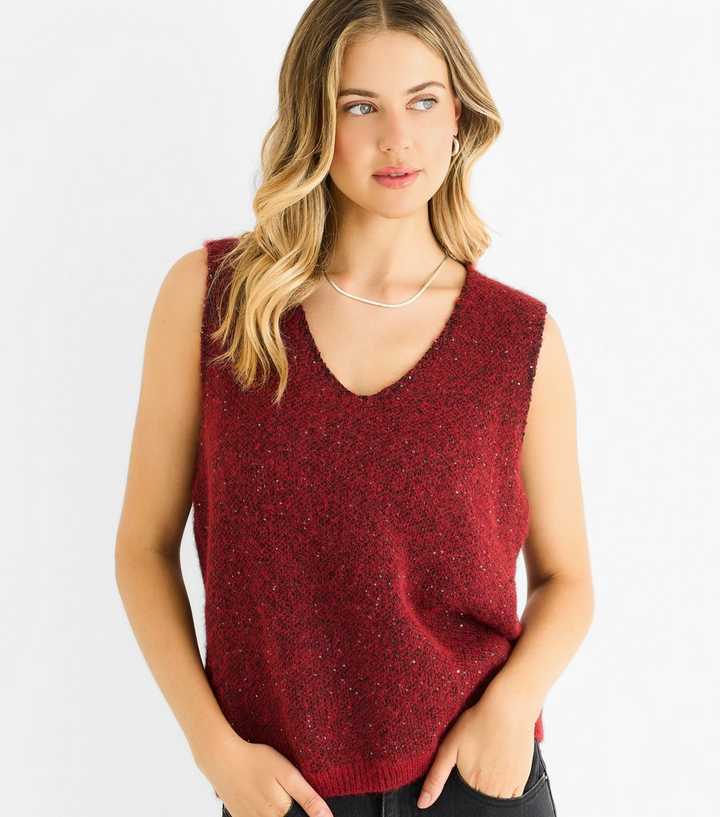Gini London Red Sparkle Knit Vest