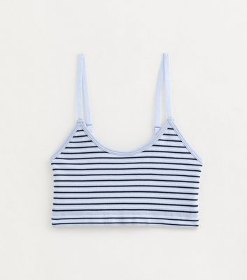 Girls Light Blue Striped Ribbed Seamless Bralette