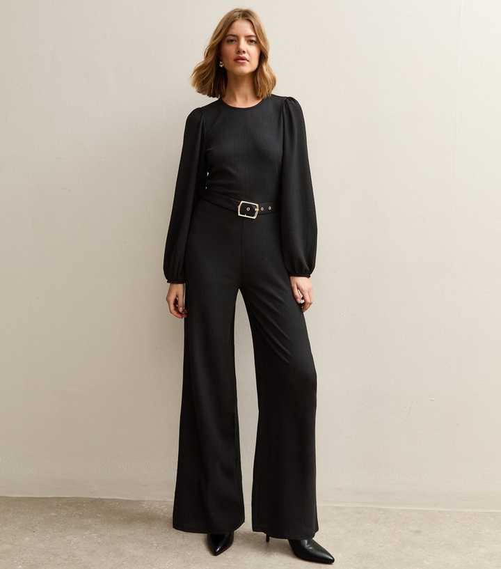 Black Belted Wide Leg Jumpsuit
