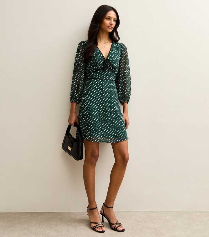 princess polly baby blue dress Bella green and black polkadot dress from ko:ko norway main image 0
