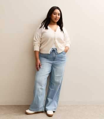 Curves Light Blue Drawstring Waist Denim Jeans