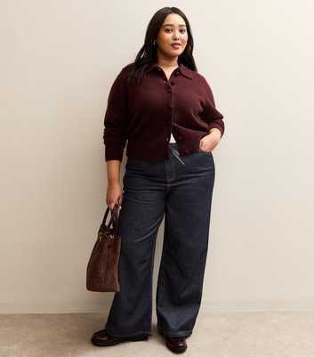 Curves Dark Blue Drawstring Waist Denim Jeans