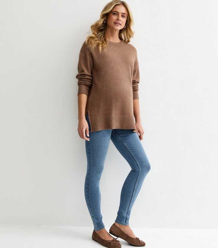 Maternity Blue Wash Over Bump Lift & Shape Jeggings