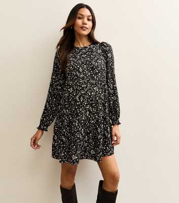 Maternity Black Ditsy Smock Tiered Mini Dress