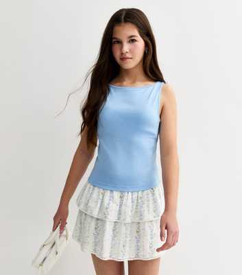 Girls White Floral Rara Skort