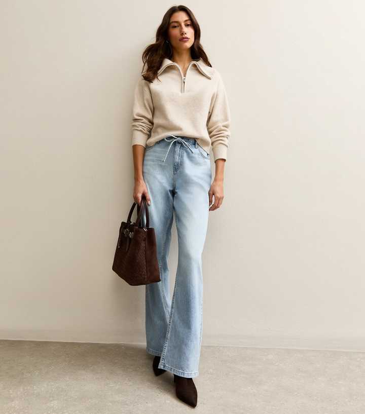 Tall Blue Denim Drawstring Waist Bootcut Jeans