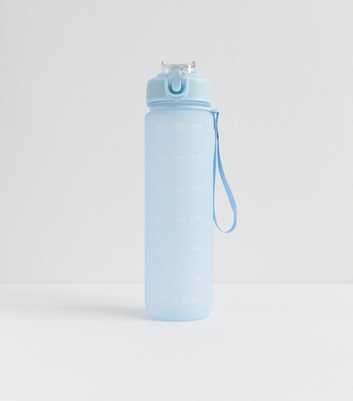 Light Blue Pop Lid Straw 1L Time Marked Water Bottle