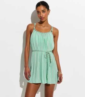 Turquoise Plaited Belt Beach Mini Dress