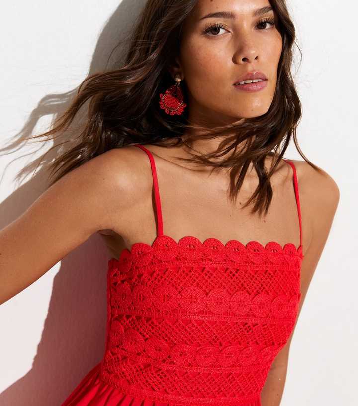 red crochet beach dress Watermelon Crochet Top Maxi Dress main image 0