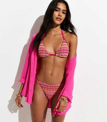 Dark Pink Crochet Removable Padding Bikini Top