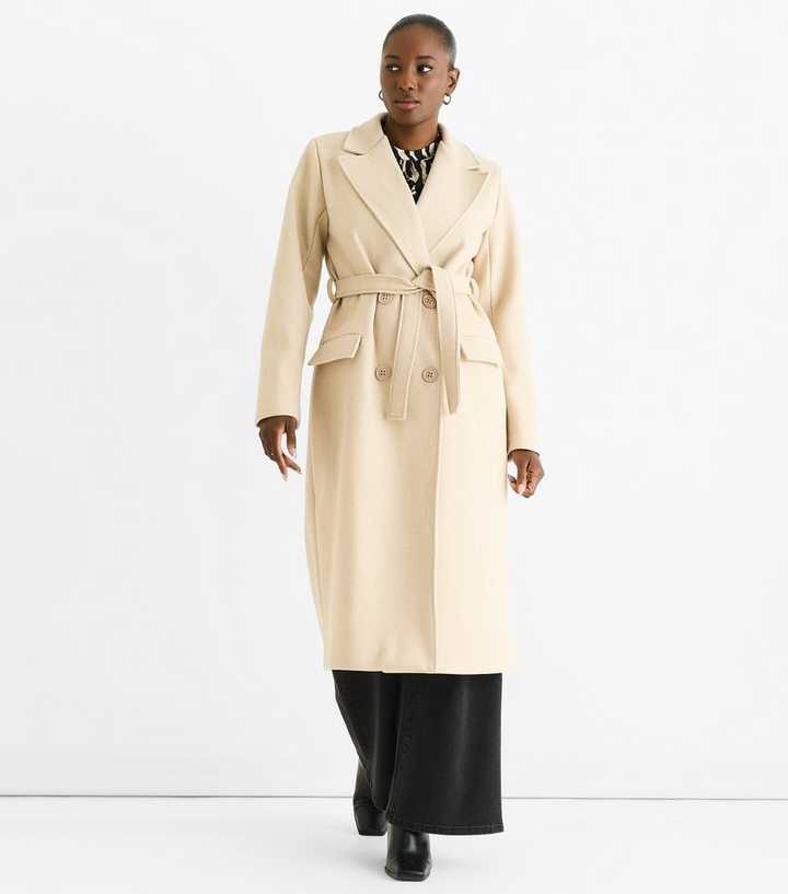 Gini London Oatmeal Double Breasted Collared Coat