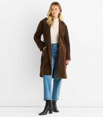 Gini London Brown Chevron Longline Coat