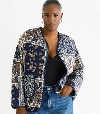 Gini London Tile Blue Pattern Lightweight Jacket