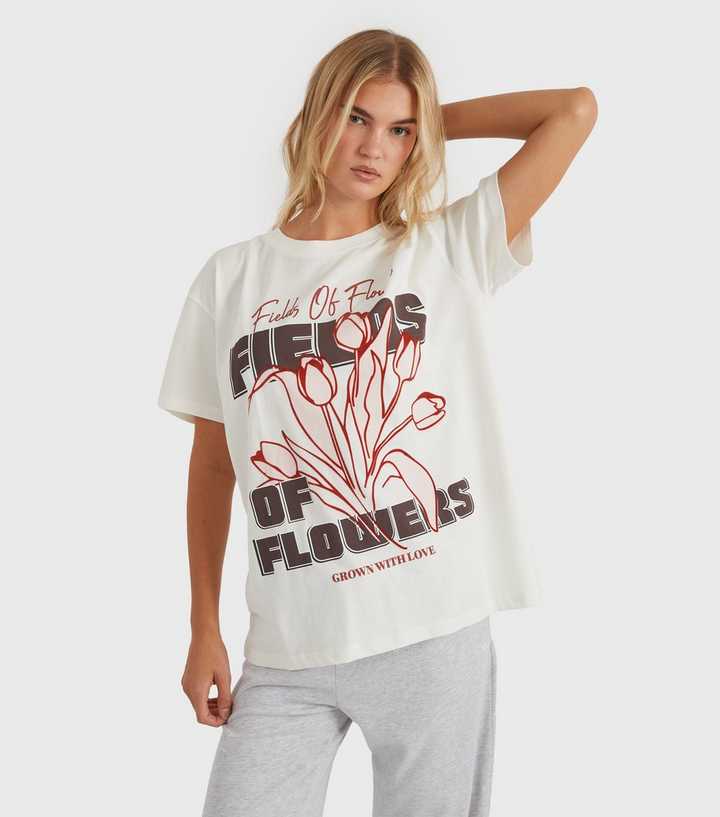 Skinnydip White Fields Of Flower Printed T-Shirt