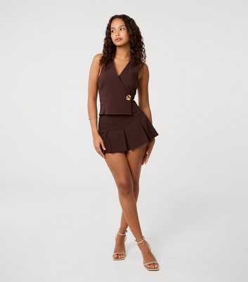 Pink Vanilla Brown Pleated Skort
