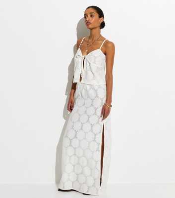 White Floral Lace Beach Maxi Skirt