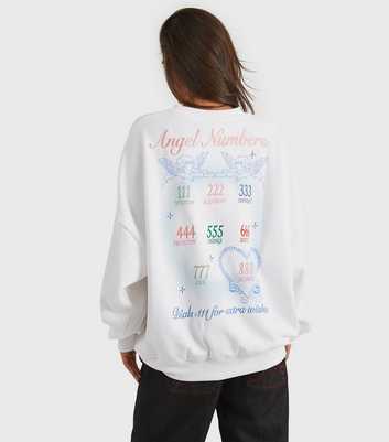 Skinnydip White Embroidered Angel Numbers Sweatshirt