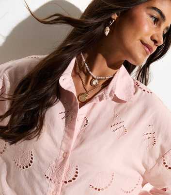 Light Pink Shell Cutwork Beach Shirt