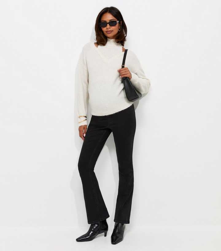 Maternity Black Cotton Rich Over Bump Bootcut Jeans