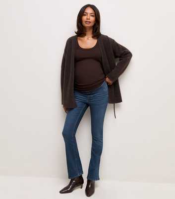 Maternity Blue Cotton Rich Over Bump Bootcut Jeans