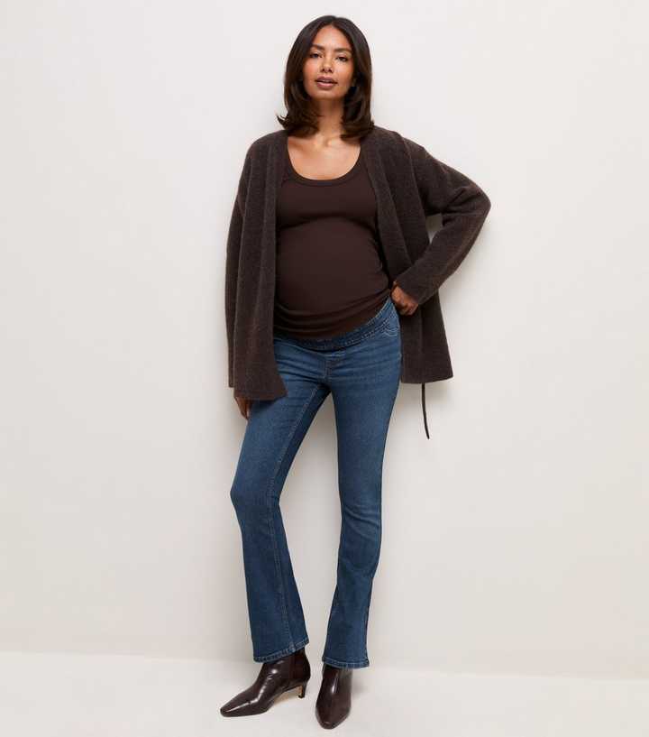 Maternity Blue Cotton Rich Over Bump Bootcut Jeans