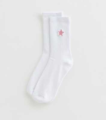 White Starfish Embroidered Ankle Socks