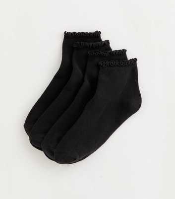 Pack of 4 Black Frilly Trimmed Socks