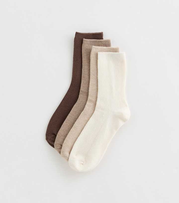 Pack of 4 Brown Ribbed Ankle Socks | New Look