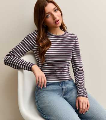 Girls Red Striped Long Sleeve Baby Tee