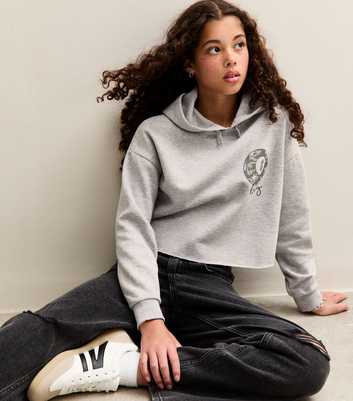 Girls Grey Camouflage 8 Ball Print Hoodie