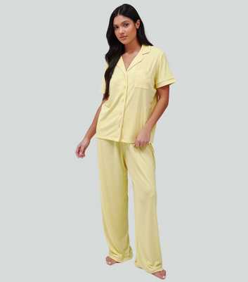 Loungeable Light Yellow Shirt and Trousers Pyjama Set