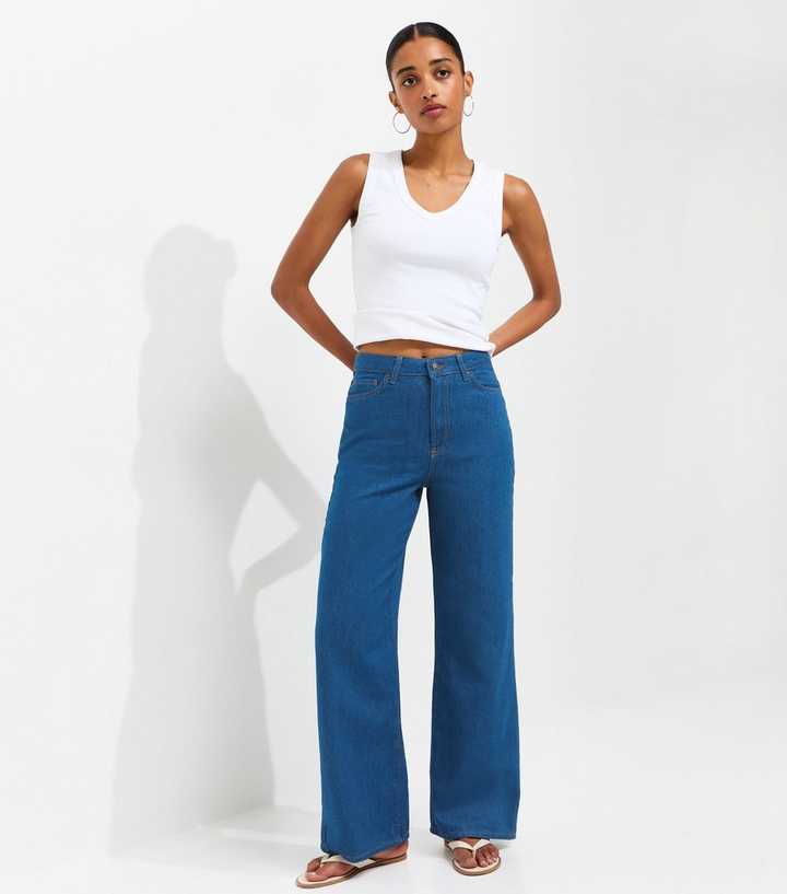 Mid Blue Adalae Wide Leg Jeans